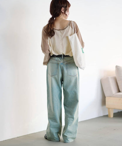 2WAY透膚插肩亨利領T恤