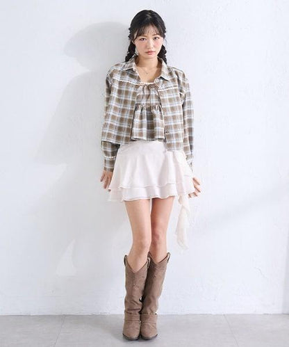 格紋襯衫搭配背心套裝