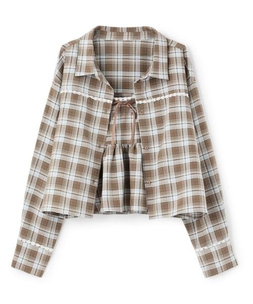 格紋襯衫搭配背心套裝