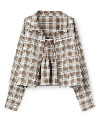 格紋襯衫搭配背心套裝