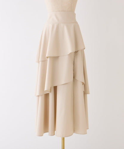 層疊設計＋後繫帶＋開叉＋長款半身裙