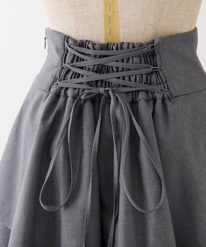層疊設計＋後繫帶＋開叉＋長款半身裙