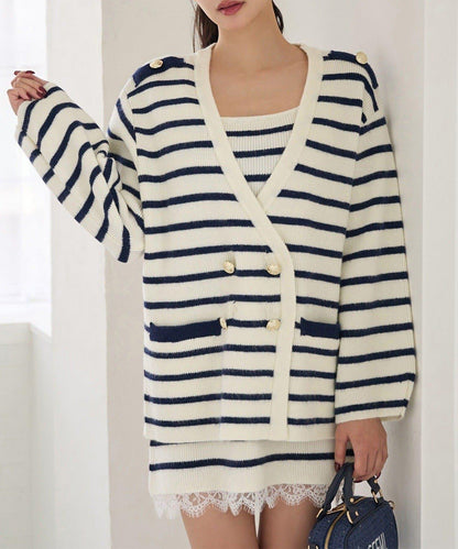 Seemi 條紋針織連衣裙 兩件套