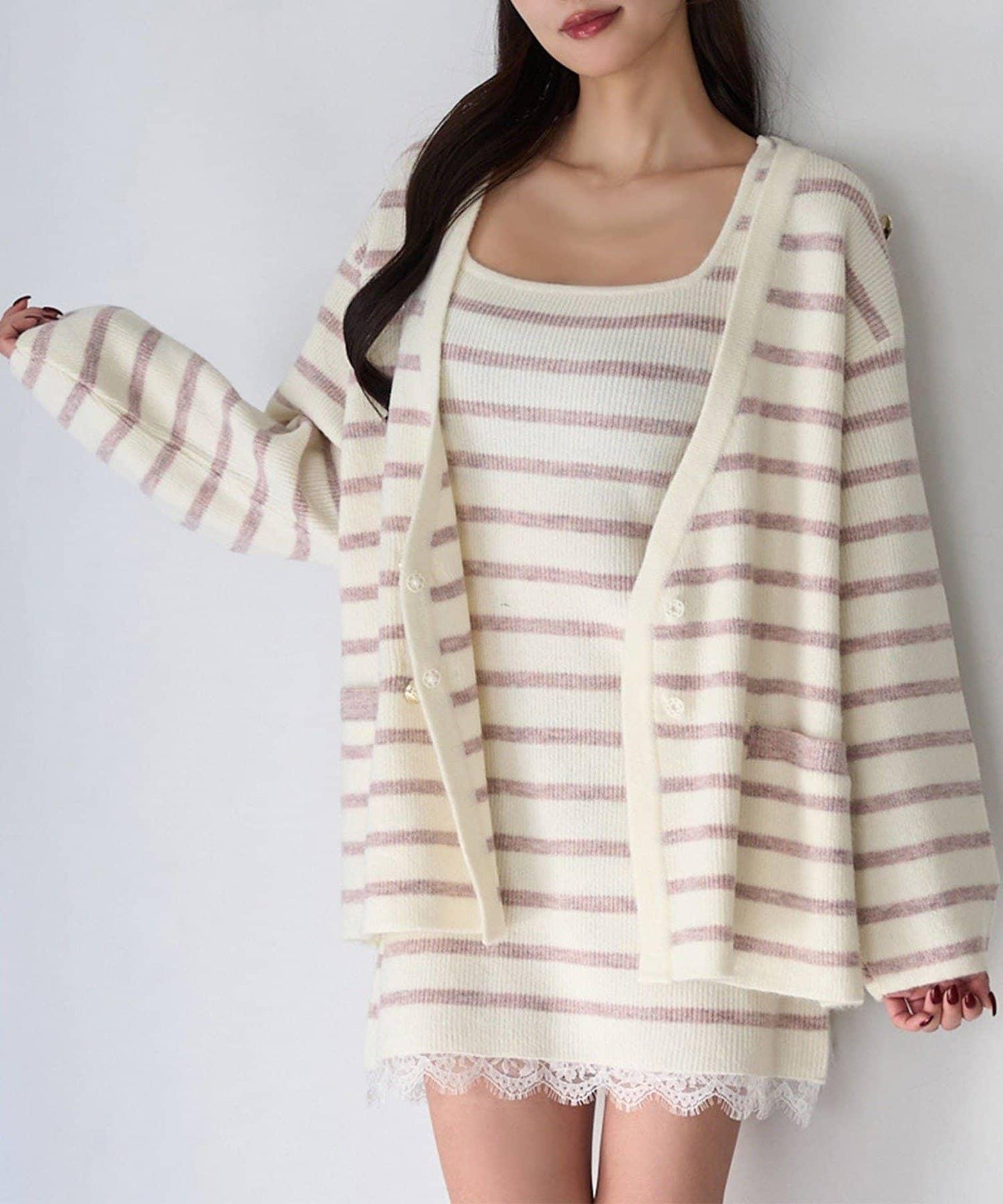 Seemi 條紋針織連衣裙 兩件套