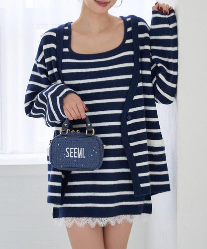 Seemi 條紋針織連衣裙 兩件套