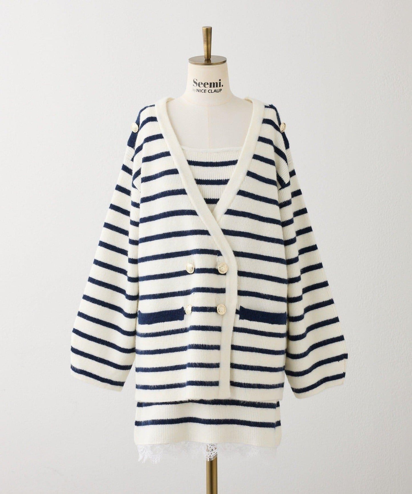 Seemi 條紋針織連衣裙 兩件套