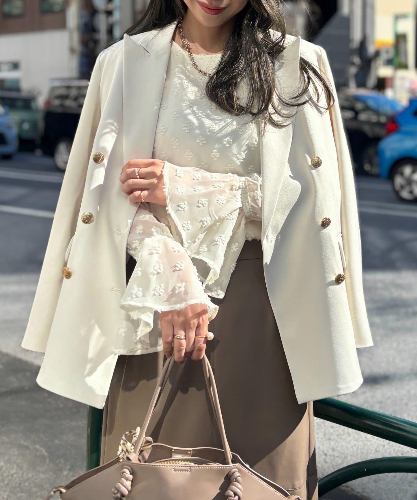 Yurie企畫 花朵波點提花透視襯衫