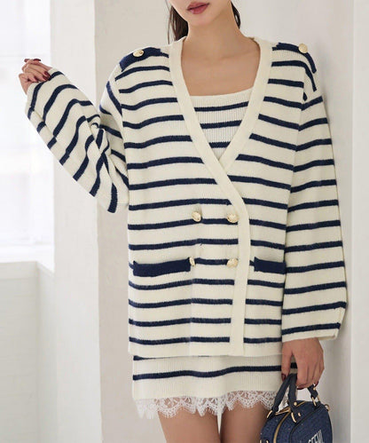 Seemi 條紋針織連衣裙 兩件套