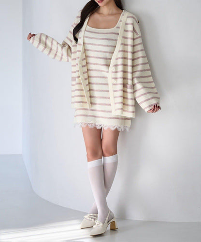 Seemi 條紋針織連衣裙 兩件套