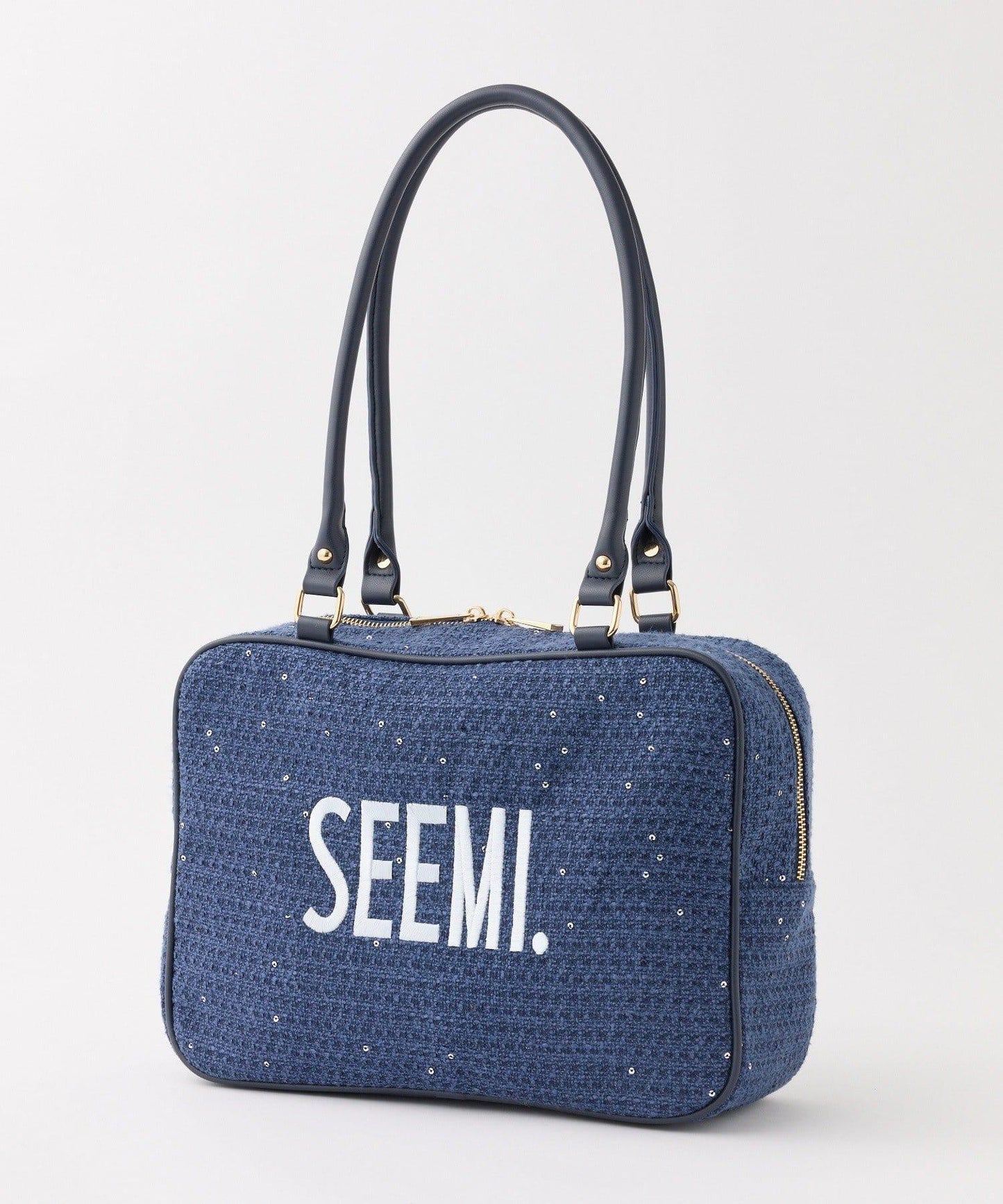 Seemi 粗花呢方形波士頓包