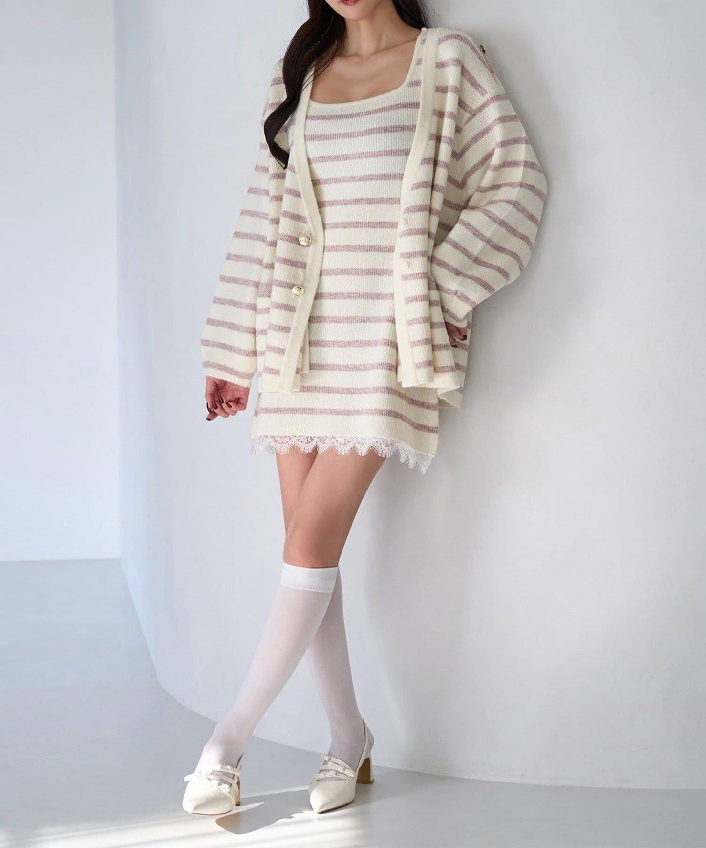 Seemi 條紋針織連衣裙 兩件套