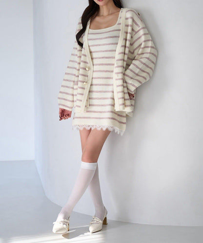 Seemi 條紋針織連衣裙 兩件套