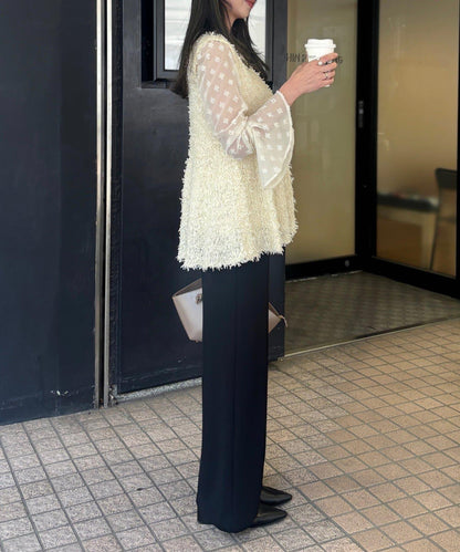 Yurie企畫 花朵波點提花透視襯衫