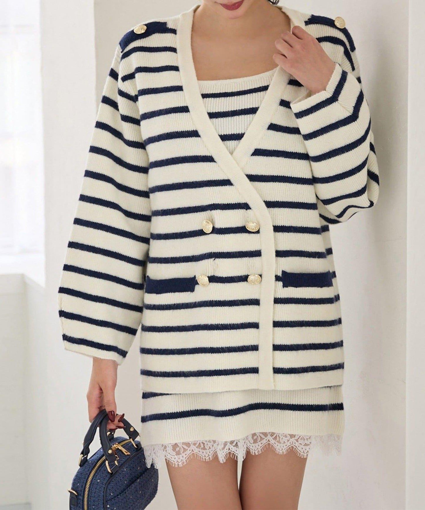 Seemi 條紋針織連衣裙 兩件套