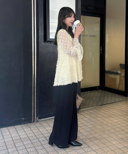 Yurie企畫 花朵波點提花透視襯衫