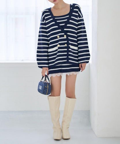 Seemi 條紋針織連衣裙 兩件套