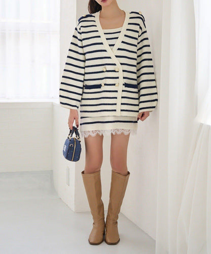 Seemi 條紋針織連衣裙 兩件套