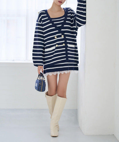 Seemi 條紋針織連衣裙 兩件套