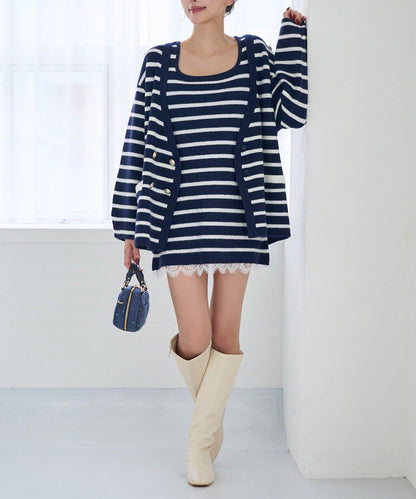 Seemi 條紋針織連衣裙 兩件套