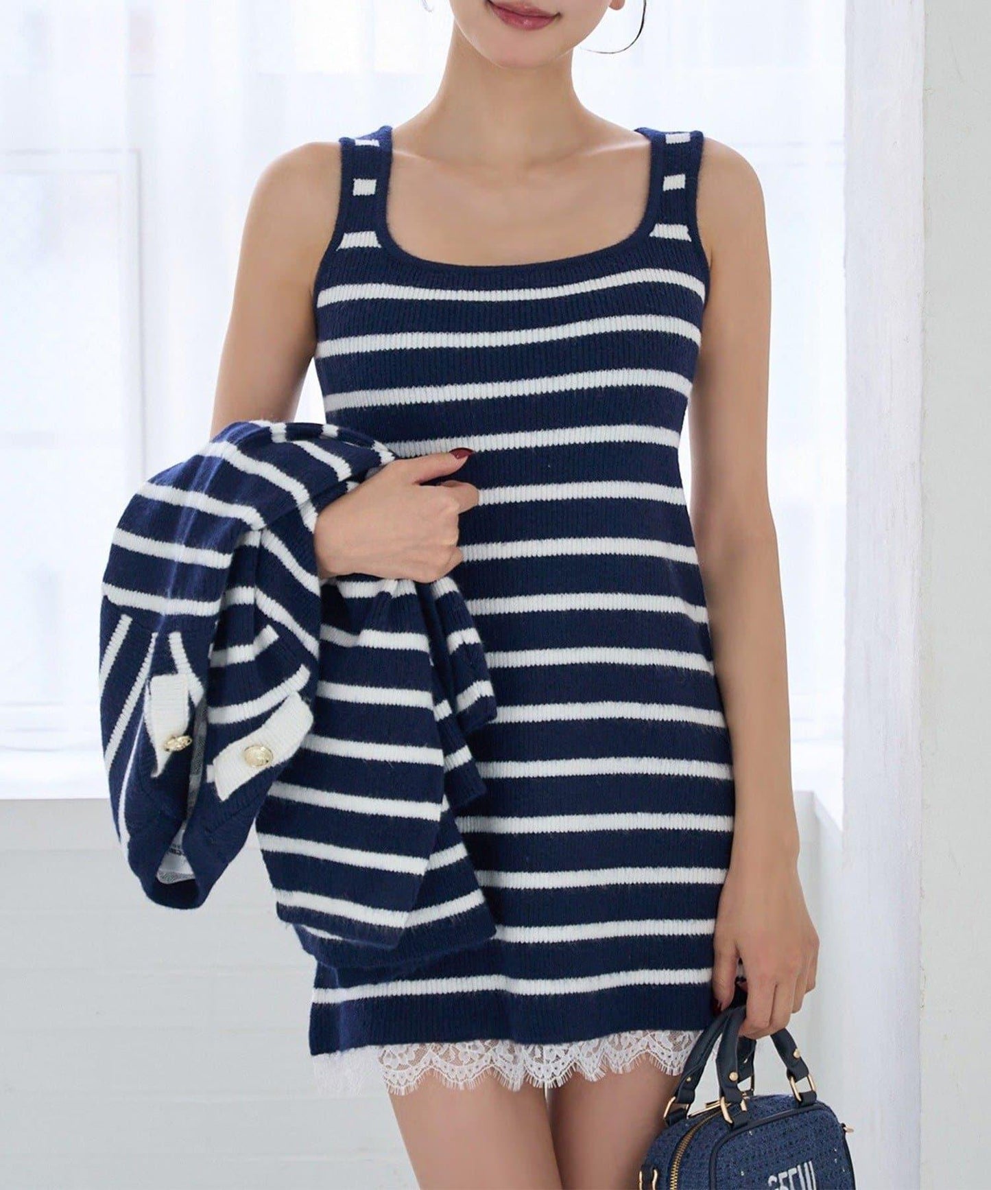 Seemi 條紋針織連衣裙 兩件套