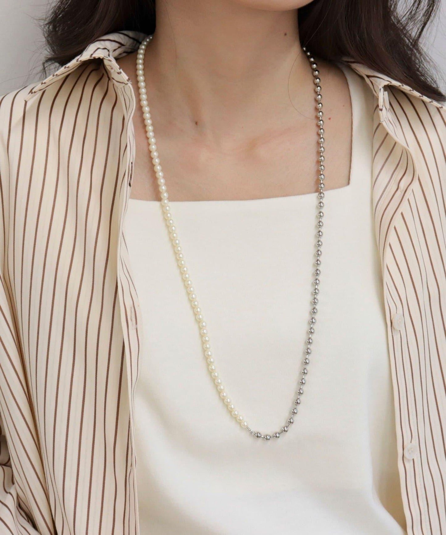 珍珠無金屬掛鉤項鍊