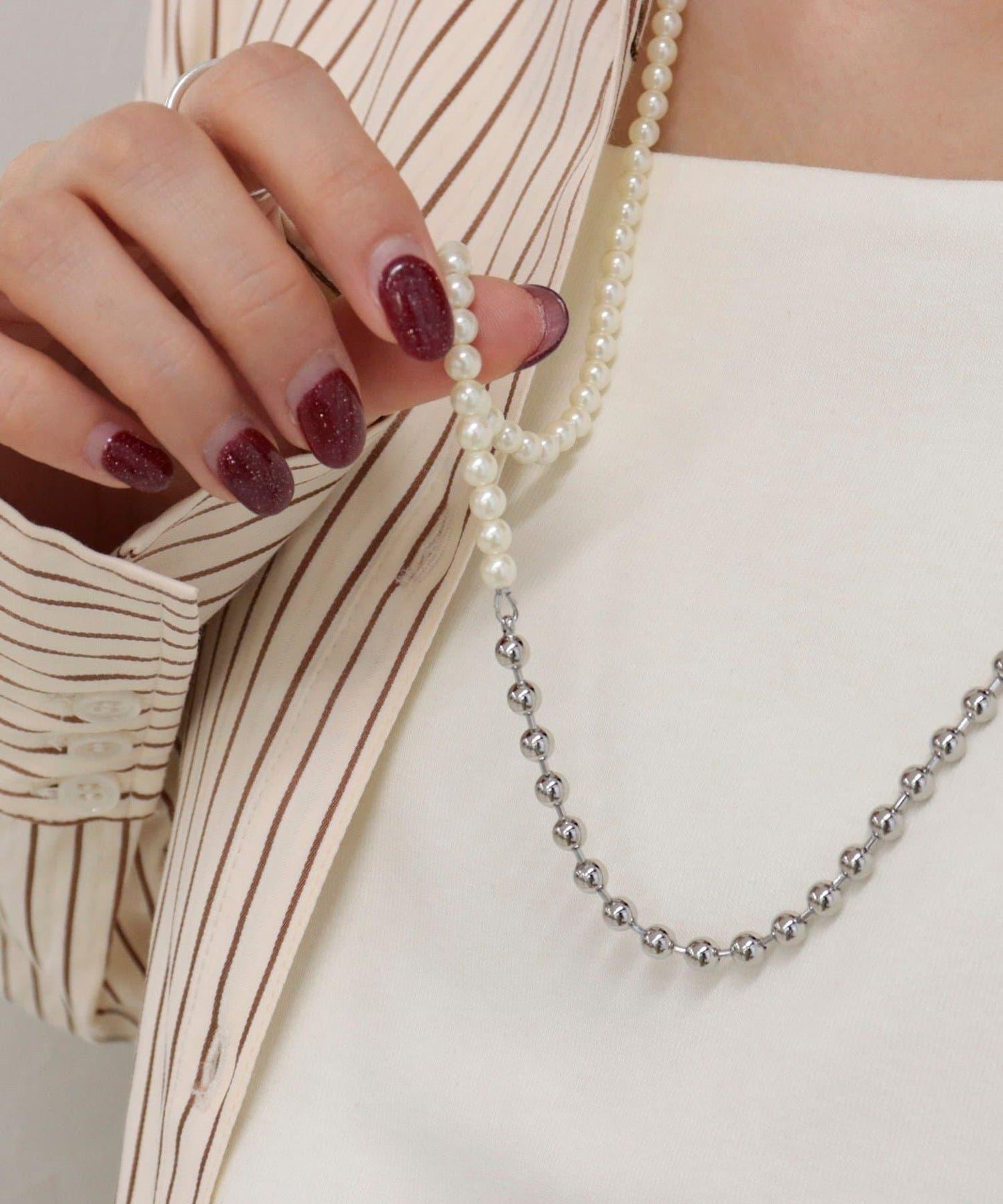 珍珠無金屬掛鉤項鍊