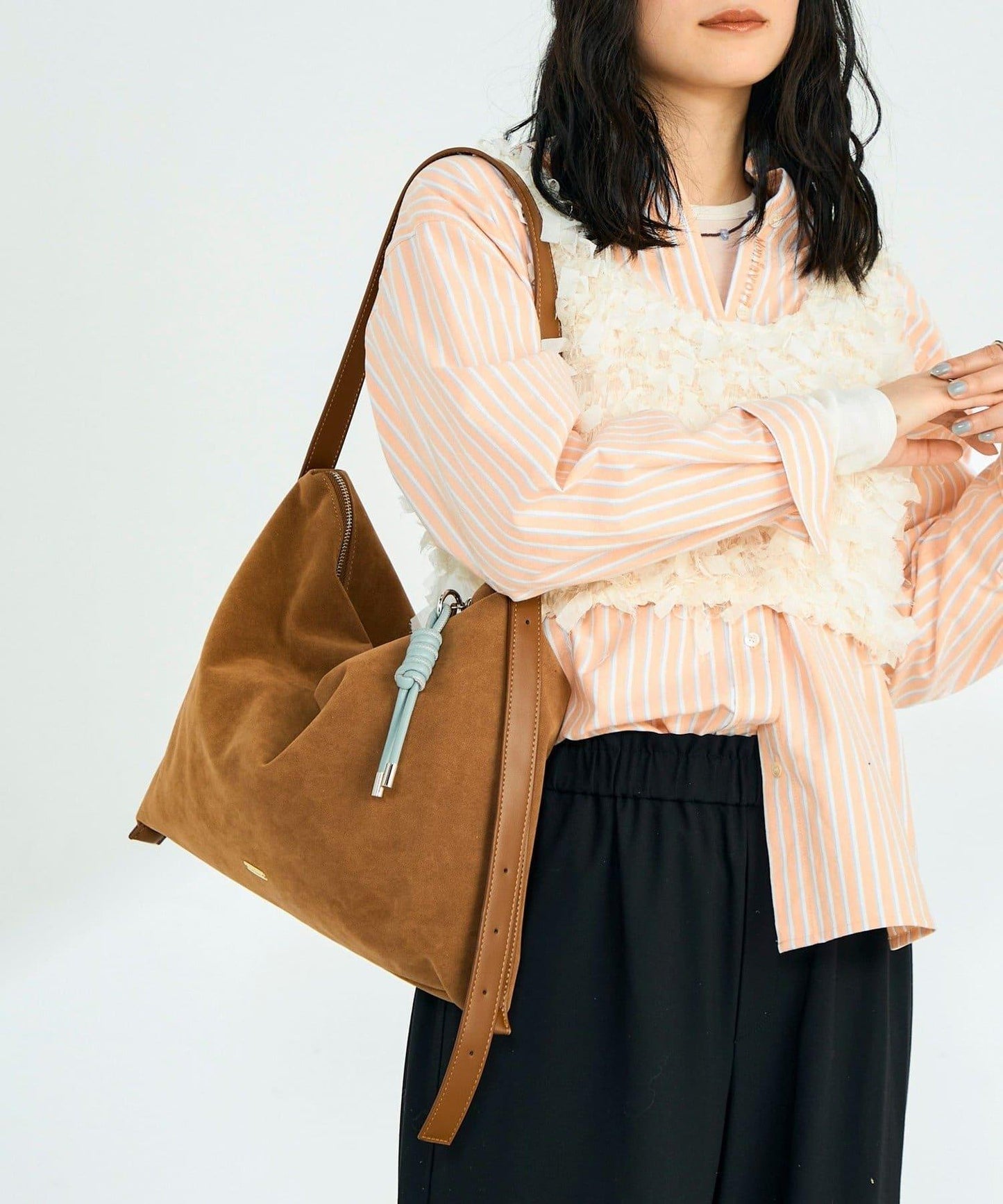 仿麂皮軟方形單肩包