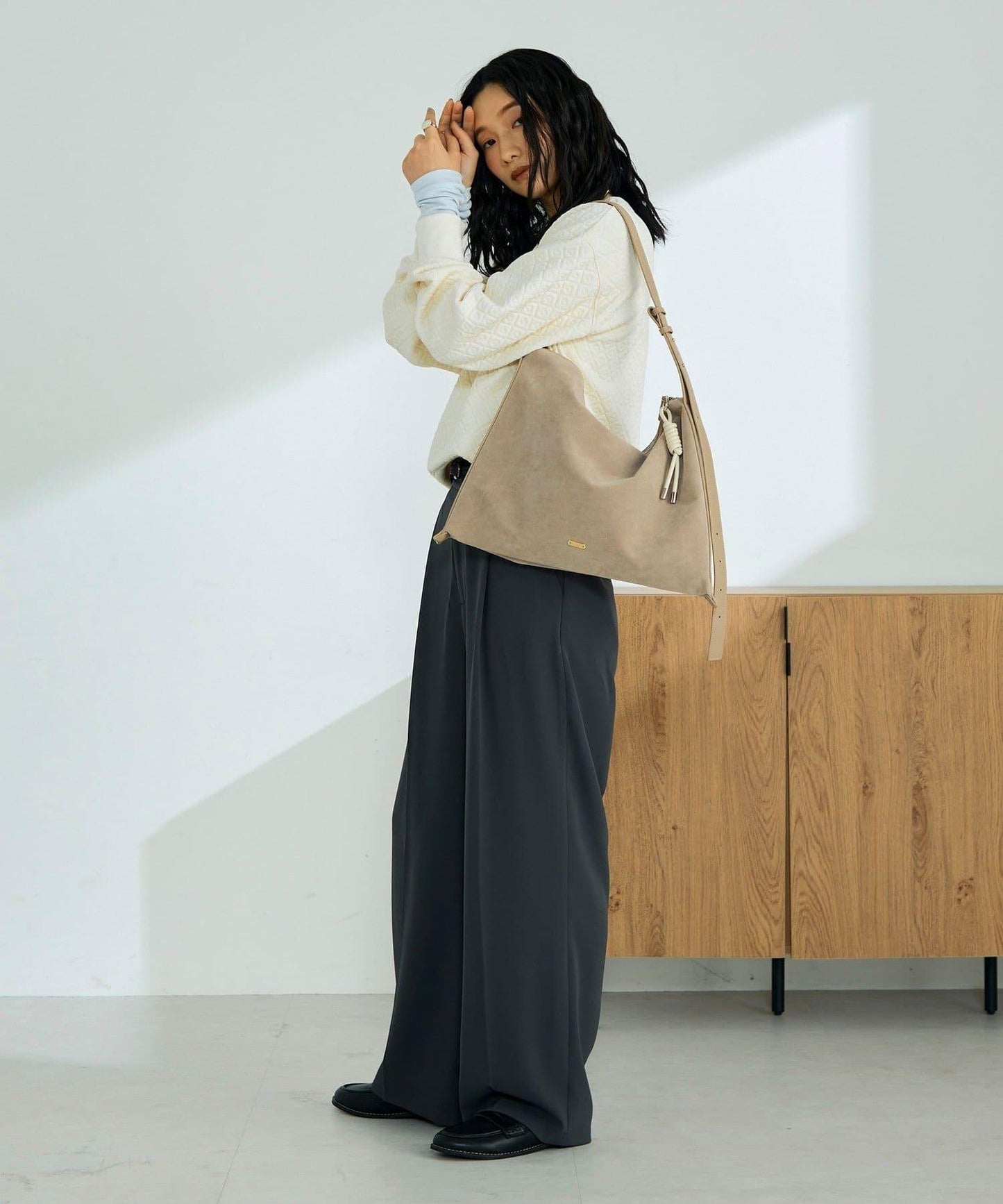 仿麂皮軟方形單肩包