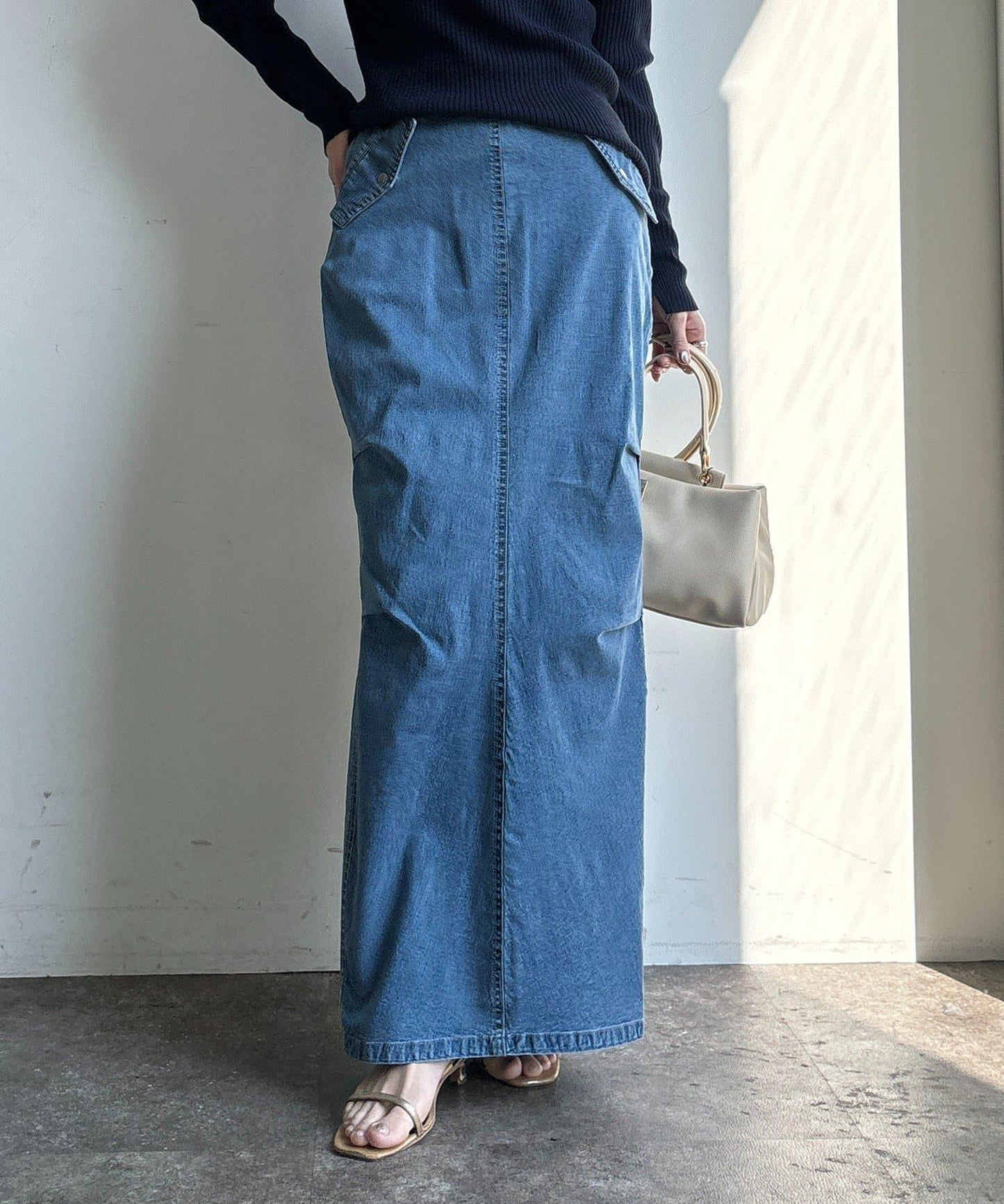 輕磅緊身彈力牛仔半身裙