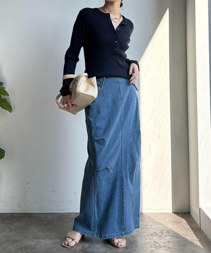 輕磅緊身彈力牛仔半身裙