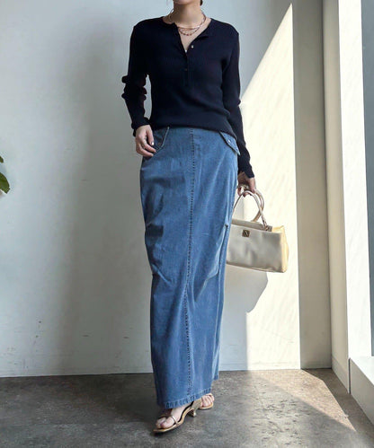 輕磅緊身彈力牛仔半身裙