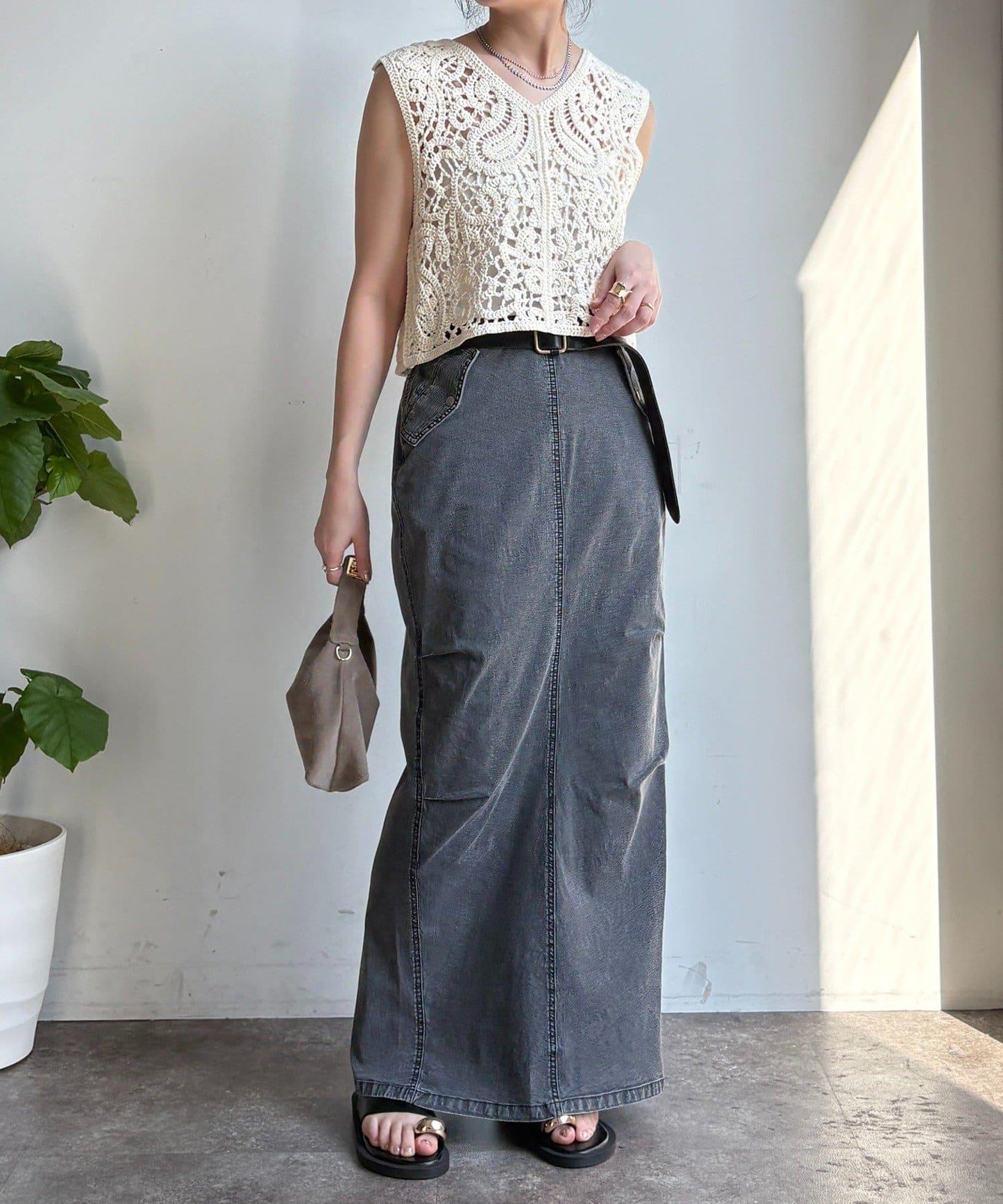 輕磅緊身彈力牛仔半身裙