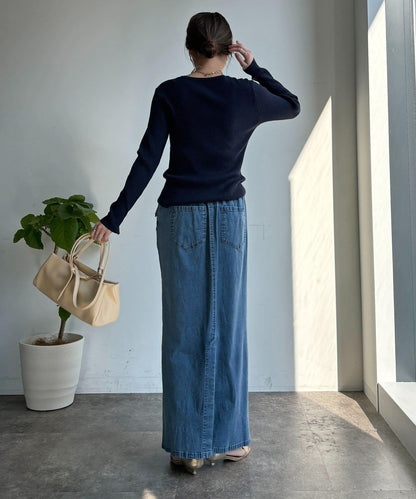 輕磅緊身彈力牛仔半身裙