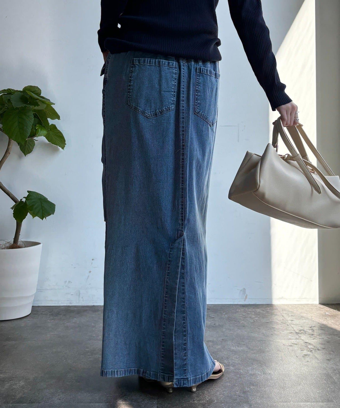 輕磅緊身彈力牛仔半身裙