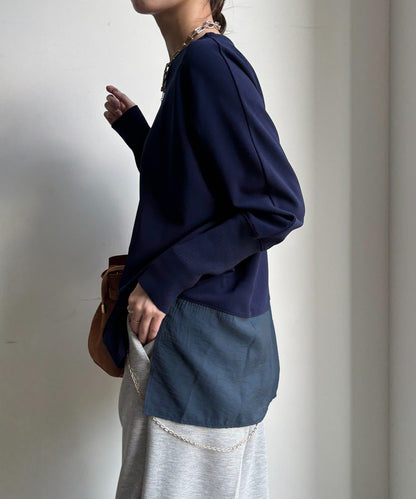 拼接雪紡套頭上衣