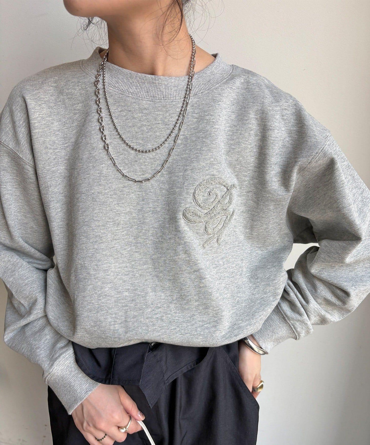 毛圈 後拉鍊 毛巾繡 套頭衛衣