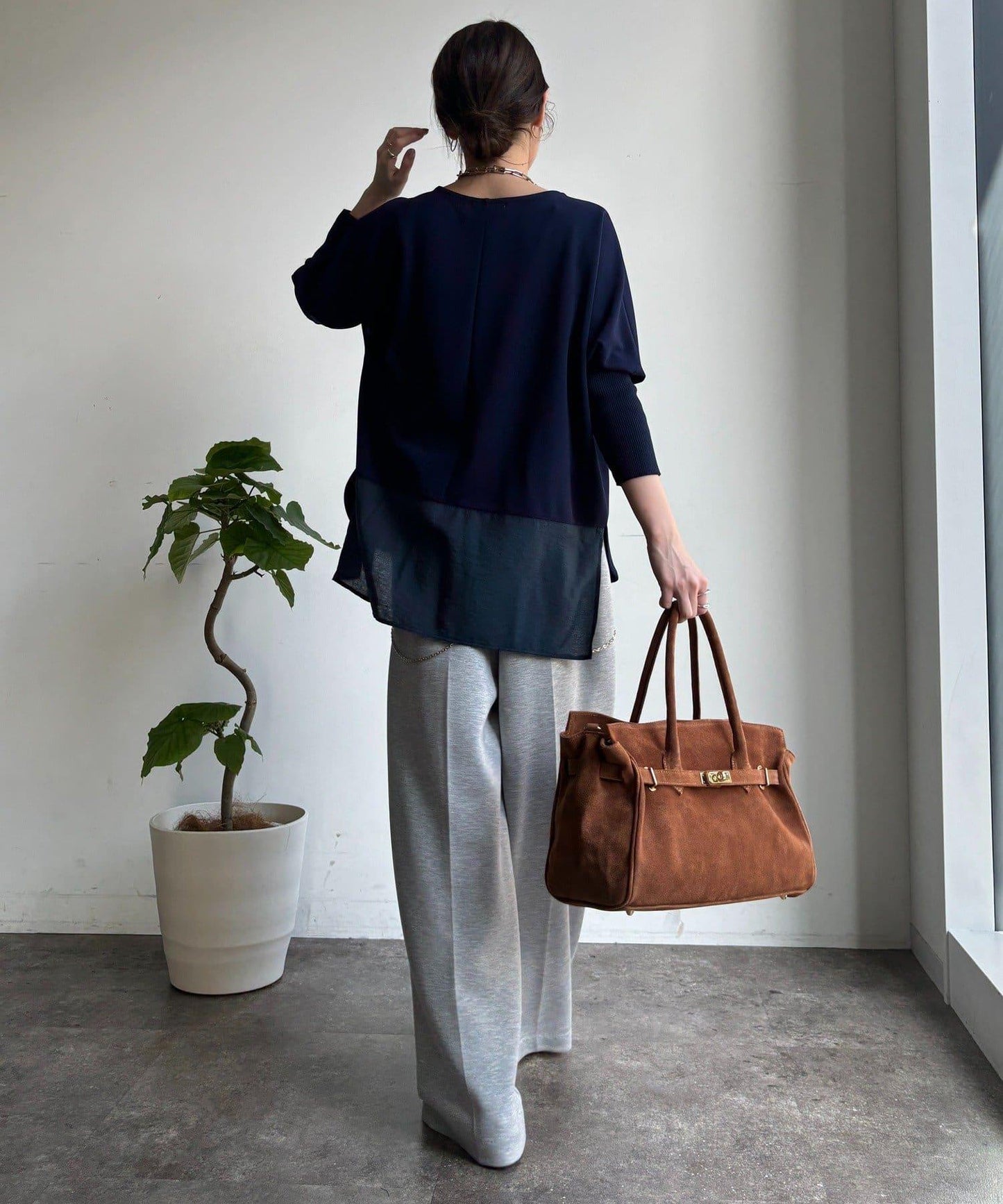 拼接雪紡套頭上衣