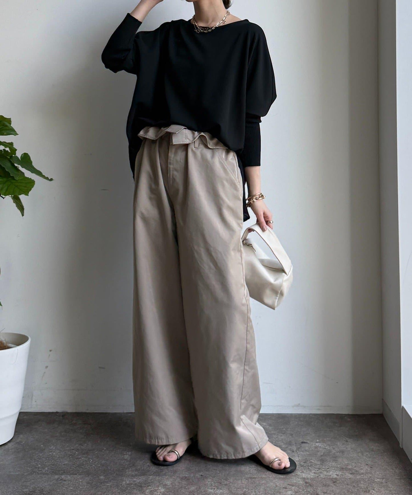 拼接雪紡套頭上衣