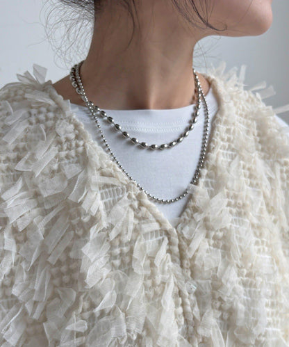 絲帶紗背心 × 傘擺套頭衫套裝