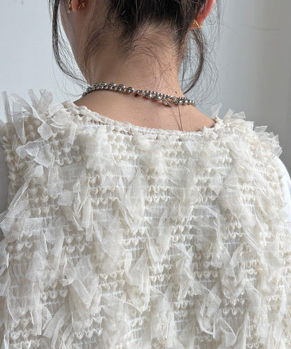 絲帶紗背心 × 傘擺套頭衫套裝