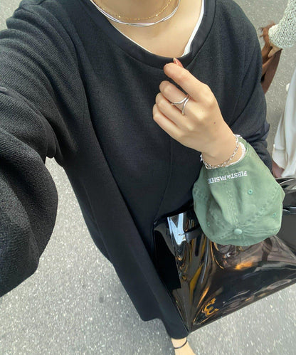 網紅SAKURA企劃 亞麻質感輕盈拼接袖連衣裙