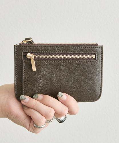 《本革》 迷你皮革卡片零錢包