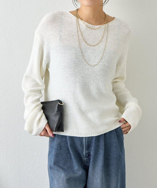 帶狀紗 V領針織衫