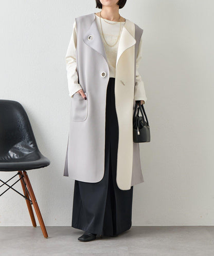 條形紐扣 華夫格 馬甲