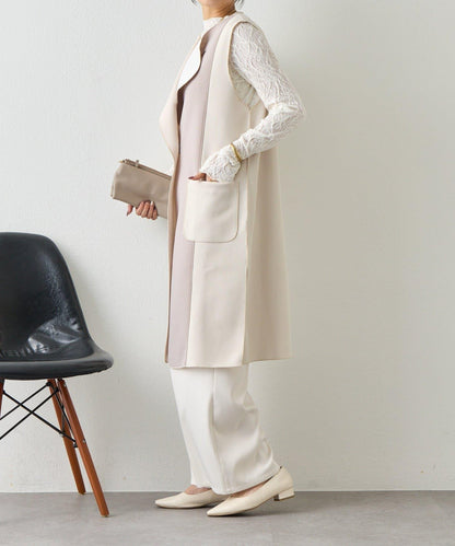 條形紐扣 華夫格 馬甲