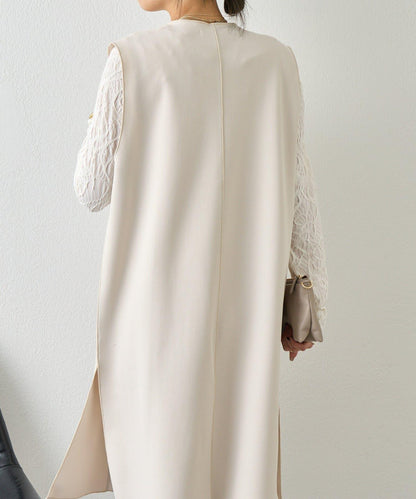 條形紐扣 華夫格 馬甲