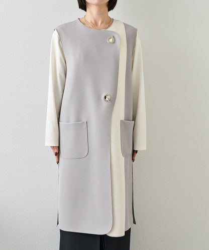 條形紐扣 華夫格 馬甲