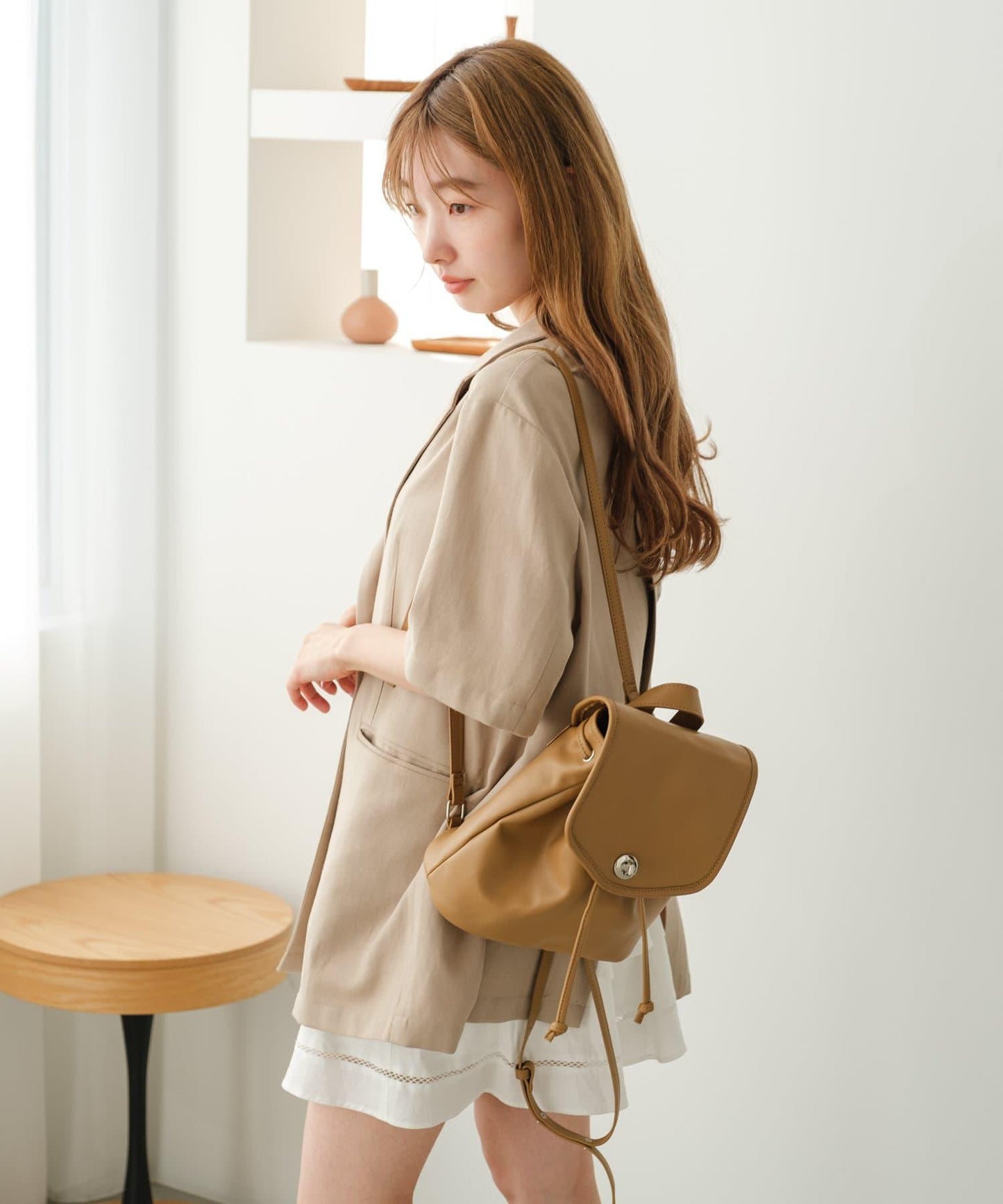 Kastane 迷你皮質雙肩包