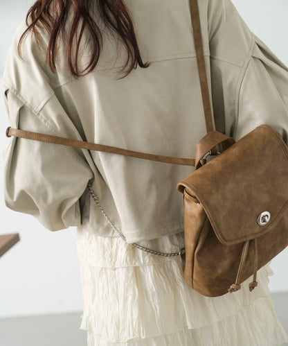 Kastane 迷你皮質雙肩包