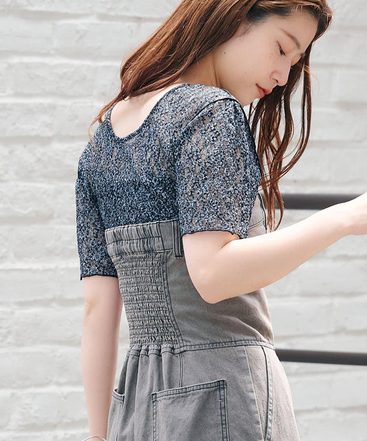 蕾絲花朵印花 TEE T恤